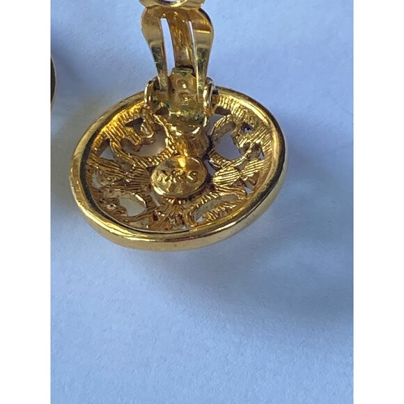 M&S Vintage Gold-Tone Filigree Clip-On Earrings J0207 - Picture 6 of 8